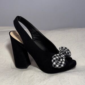 Nine West Black Heels with Checkered Bow